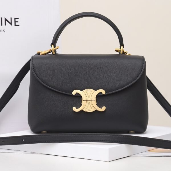 CELINE TEEN NINO BAG IN SUPPLE GRAINED CALFSKIN - BLACK