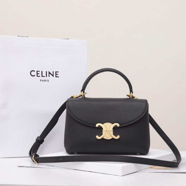 CELINE TEEN NINO BAG IN SUPPLE GRAINED CALFSKIN - BLACK