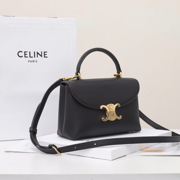 CELINE TEEN NINO BAG IN SUPPLE GRAINED CALFSKIN - BLACK