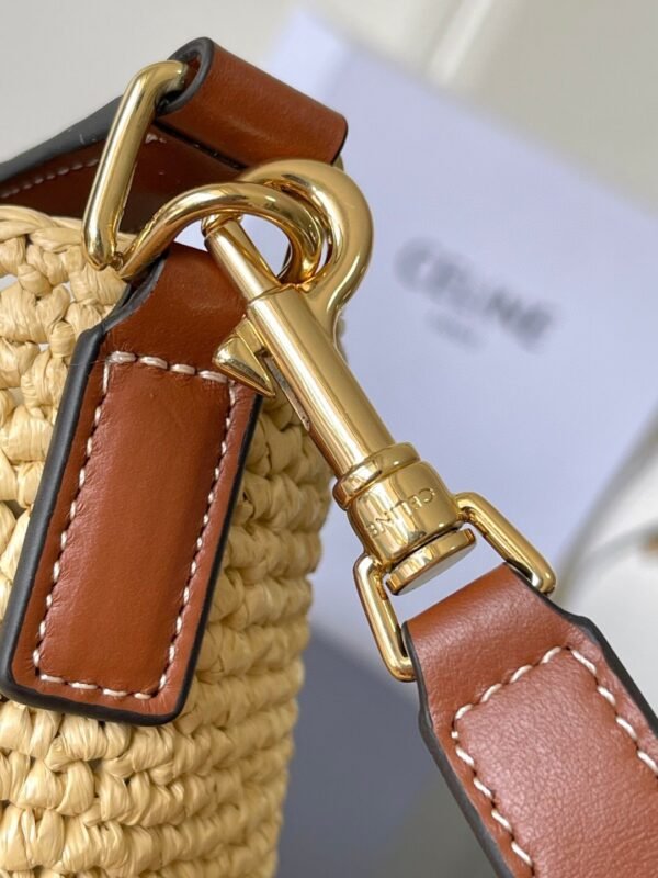 119742GNS-02NT (5) CELINE SMALL LOUISE BUCKET IN RAFFIA AND CALFSKIN