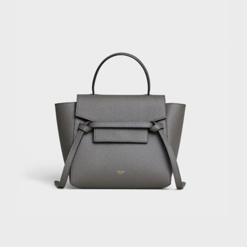 175519 (1) CELINE NANO BELT BAG IN GRAINED CALFSKIN - GREY