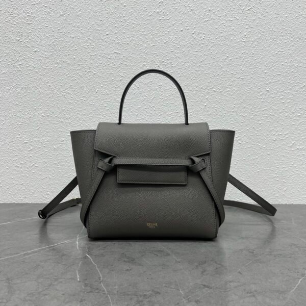 CELINE NANO BELT BAG IN GRAINED CALFSKIN - GREY