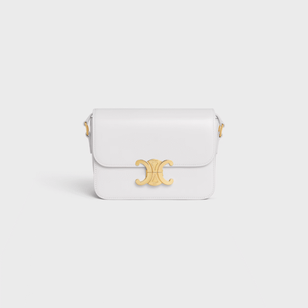 CELINE TEEN TRIOMPHE BAG IN SHINY CALFSKIN WHITE