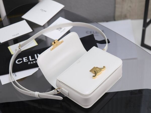 CELINE TEEN TRIOMPHE BAG IN SHINY CALFSKIN WHITE