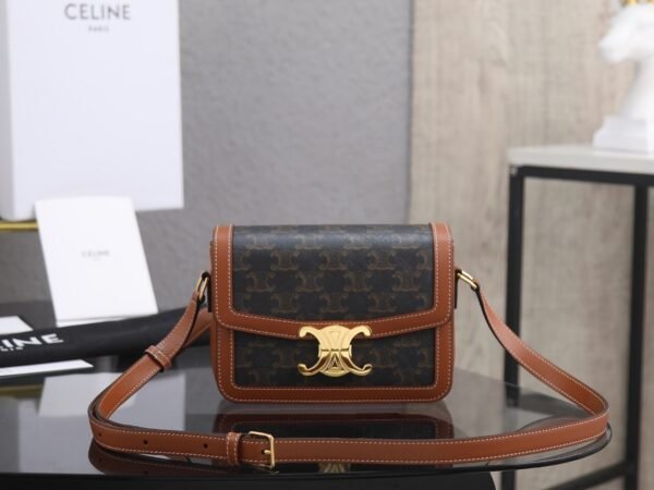 CELINE TEEN TRIOMPHE BAG IN TRIOMPHE CANVAS AND CALFSKIN