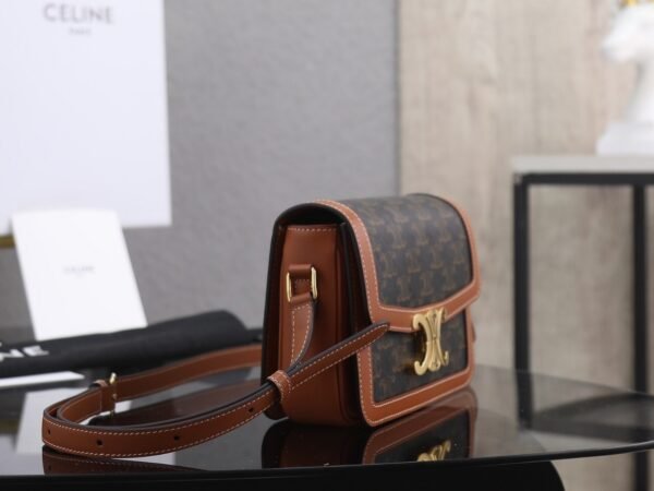 CELINE TEEN TRIOMPHE BAG IN TRIOMPHE CANVAS AND CALFSKIN