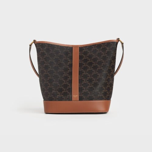 CELINE Medium Bucket IN Triomphe Canvas and calfskin