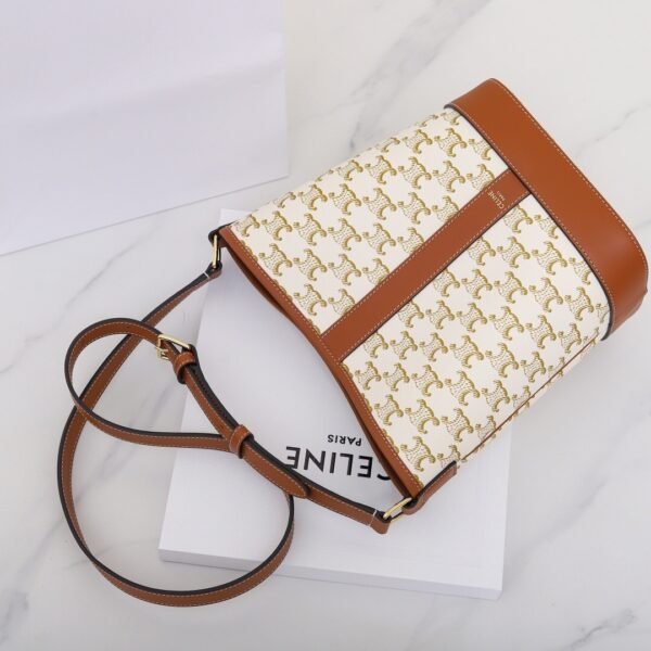 CELINE Small Bucket IN Triomphe Canvas and calfskin