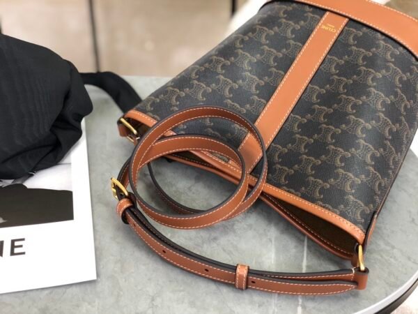 191442CAS-04LU (1) CELINE Small Bucket IN Triomphe Canvas and calfskin