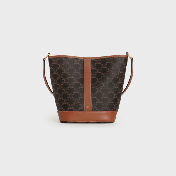 191442CAS-04LU (1) CELINE Small Bucket IN Triomphe Canvas and calfskin