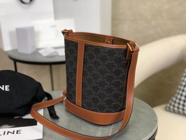 191442CAS-04LU (9) CELINE Small Bucket IN Triomphe Canvas and calfskin