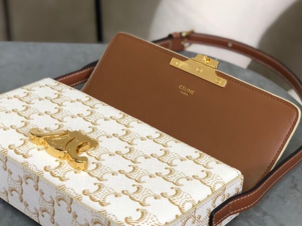 194142CUZ-01BC (1) Celine SHOULDER BAG CLAUDE IN Triomphe canvas and calfskin