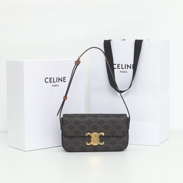 194142CUZ-04LU (1) Celine SHOULDER BAG CLAUDE IN Triomphe canvas and calfskin