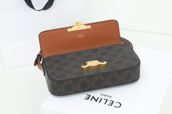 194142CUZ-04LU (3) Celine SHOULDER BAG CLAUDE IN Triomphe canvas and calfskin