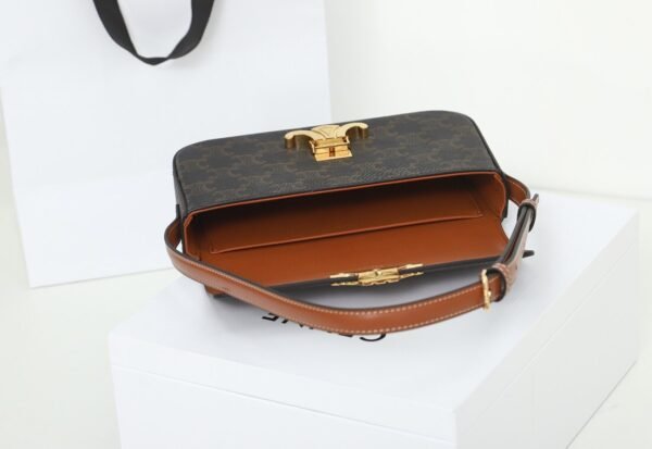 194142CUZ-04LU (5) Celine SHOULDER BAG CLAUDE IN Triomphe canvas and calfskin