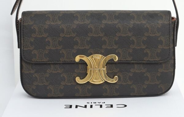 194142CUZ-04LU (8) Celine SHOULDER BAG CLAUDE IN Triomphe canvas and calfskin