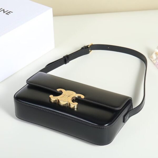 CELINE SHOULDER BAG CLAUDE IN SHINY CALFSKIN - BLACK