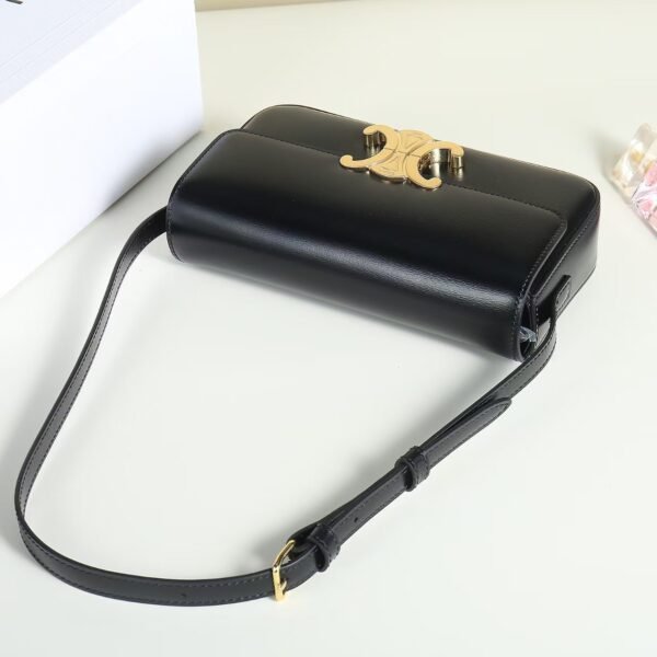 CELINE SHOULDER BAG CLAUDE IN SHINY CALFSKIN - BLACK