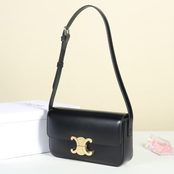 CELINE SHOULDER BAG CLAUDE IN SHINY CALFSKIN - BLACK