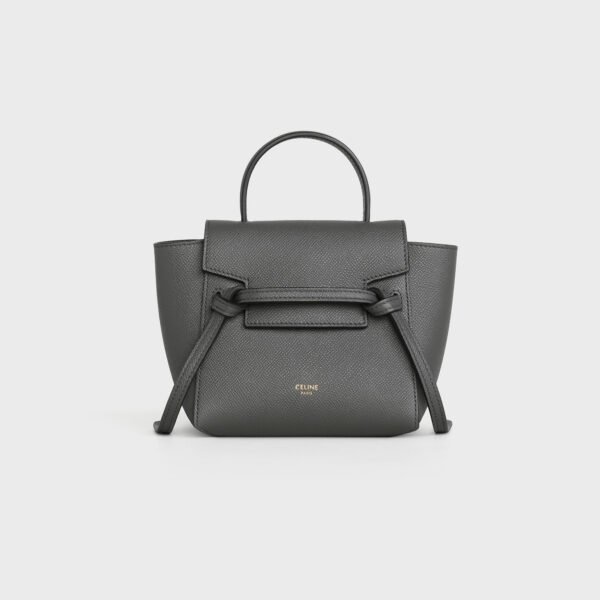 CELINE PICO BELT BAG IN GRAINED CALFSKIN - GREY