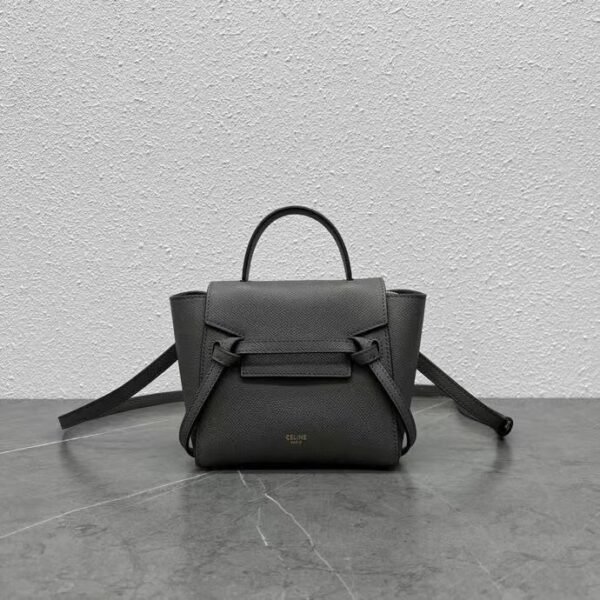 CELINE PICO BELT BAG IN GRAINED CALFSKIN - GREY