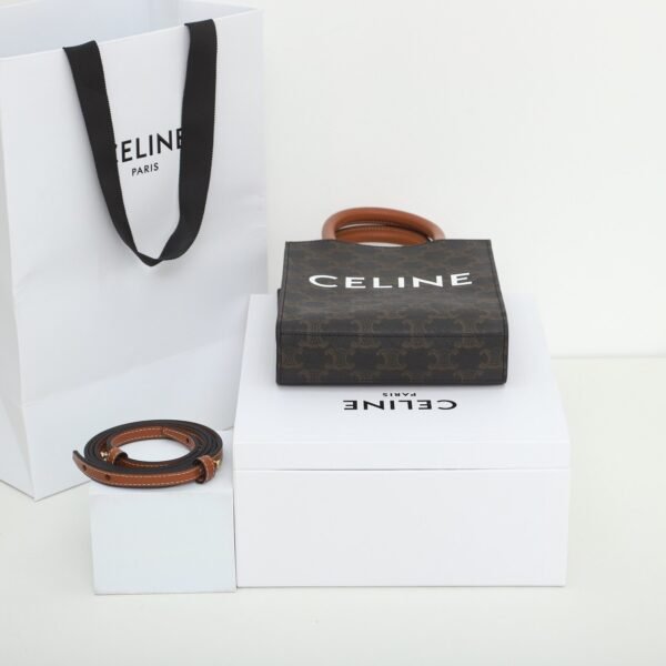 Celine Mini Vertical Cabas IN Triomphe Canvas with Celine print