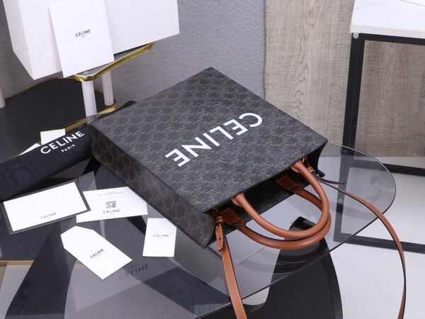 194372BZK-04LU-1 (7) Celine Small Vertical Cabas in Triomphe Canvas with Celine Print