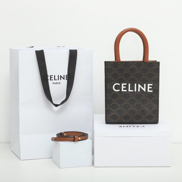 Celine Mini Vertical Cabas IN Triomphe Canvas with Celine print