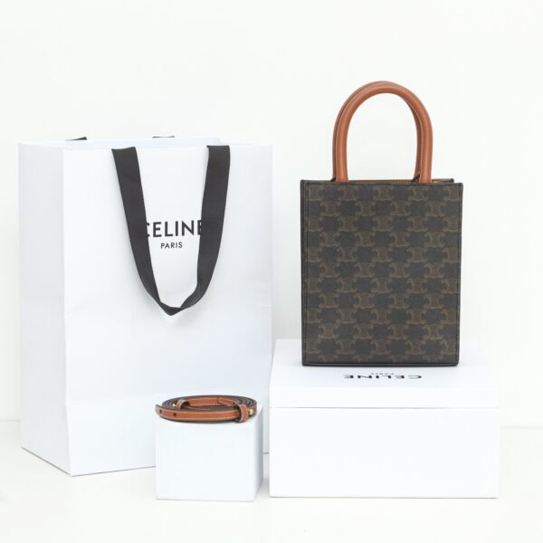 Celine Mini Vertical Cabas IN Triomphe Canvas with Celine print