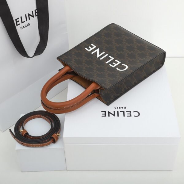 Celine Mini Vertical Cabas IN Triomphe Canvas with Celine print