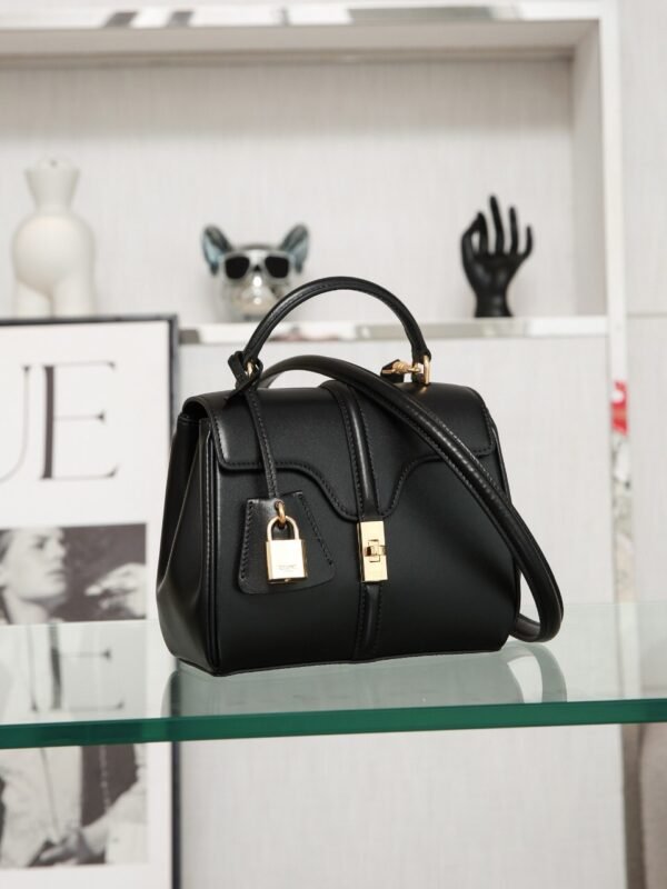 197983BEY-38NO (3) CELINE MINI 16 IN SATINATED CALFSKIN BLACK