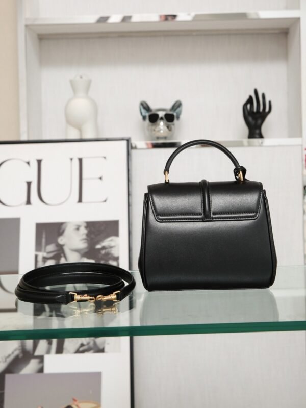 197983BEY-38NO (8) CELINE MINI 16 IN SATINATED CALFSKIN BLACK