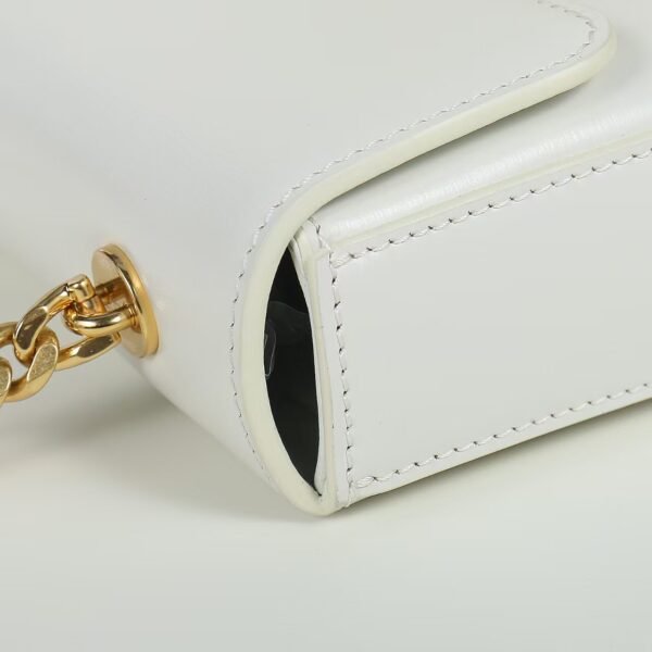 Celine Women Chain Shoulder Bag Triomphe in Shiny Calfskin-White