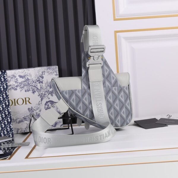 Saddle Bag Dior Gray Coated Cotton Canvas