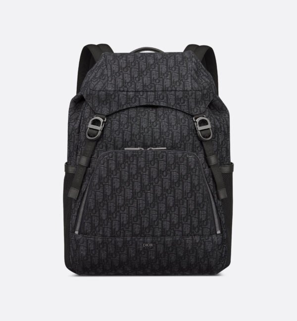 Dior 8 Backpack with Flap Black Dior Oblique Jacquard