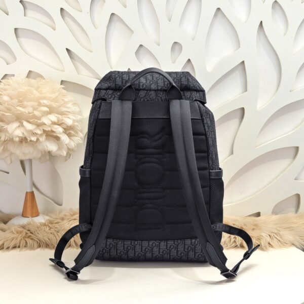 Dior 8 Backpack with Flap Black Dior Oblique Jacquard