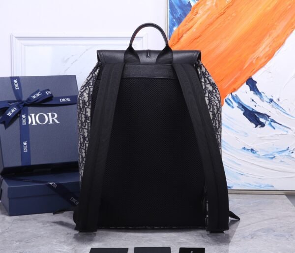 Dior Unisex CD Motion Backpack Beige Black Dior Oblique Jacquard Grained Calfskin