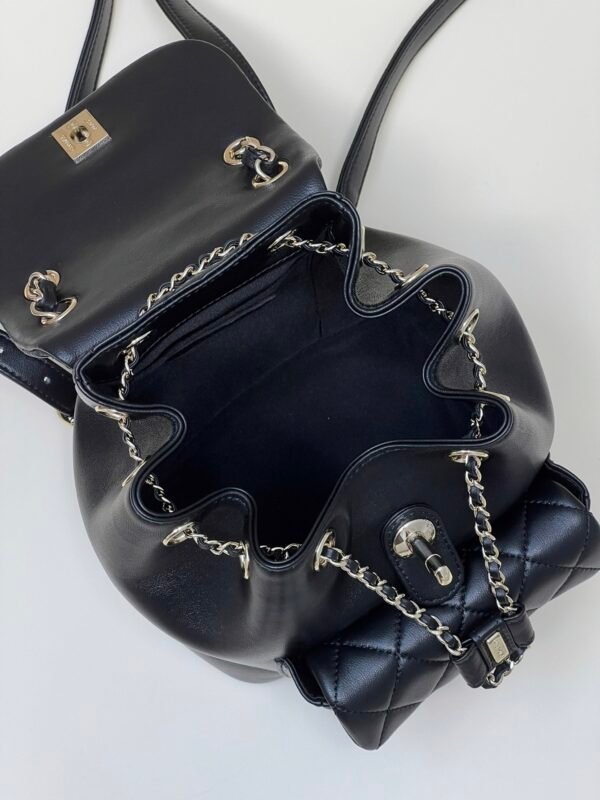 22A Duma Black (4) CHANEL 22A Duma classic gold double C LOGO diamond quilted lambskin Backpack small