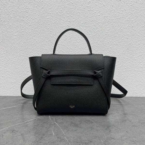 CELINE MICRO BELT BAG IN GRAINED CALFSKIN - BLACK