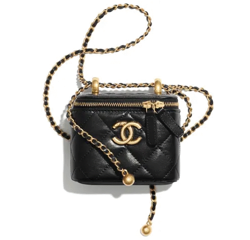 Chanel small vanity with chain New double gold ball small box