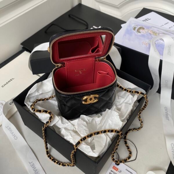 AP2292 (4) Chanel small vanity with chain New double gold ball small box