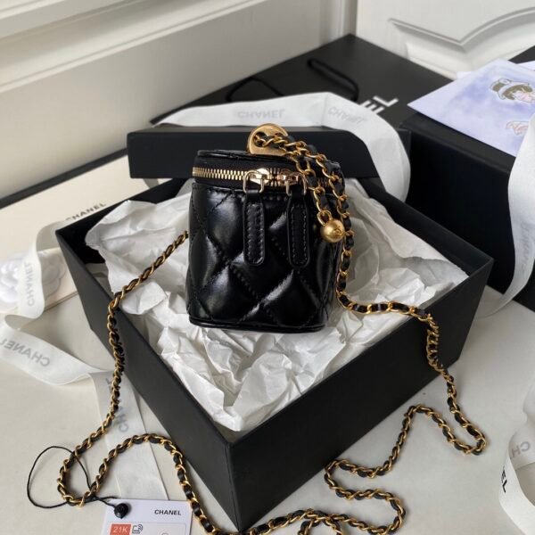 AP2292 (6) Chanel small vanity with chain New double gold ball small box