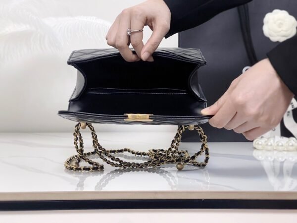 CHANEL 24C Double Gold Bead Handbag 22cm