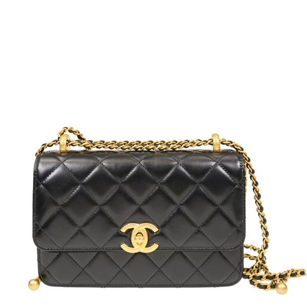CHANEL 24C Double Gold Bead Handbag 22cm