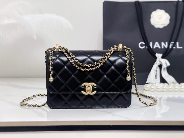 CHANEL 24C Double Gold Bead Handbag 22cm