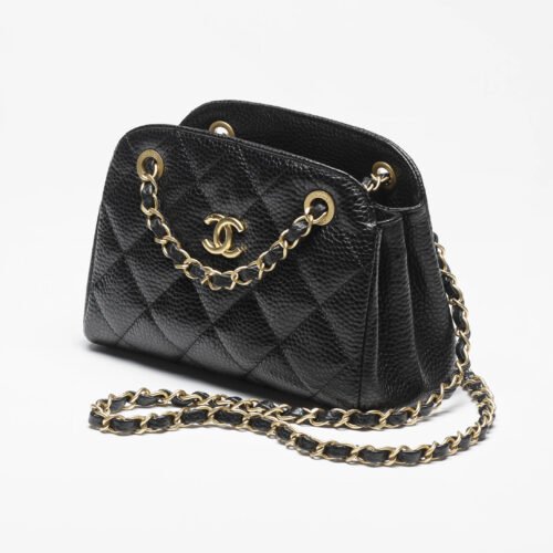 DIA COMMERCE - CHANEL Bowling Bag Small Glossy Caviar Black Gold