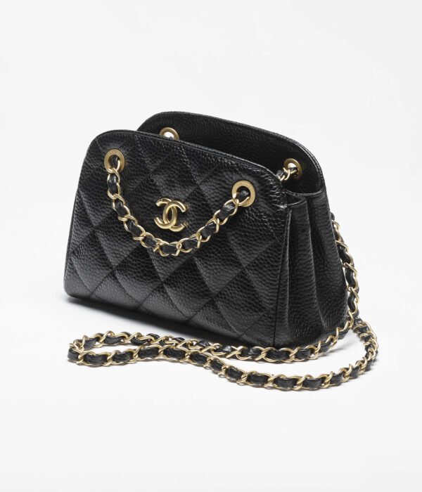 DIA COMMERCE - CHANEL Bowling Bag Small Glossy Caviar Black Gold