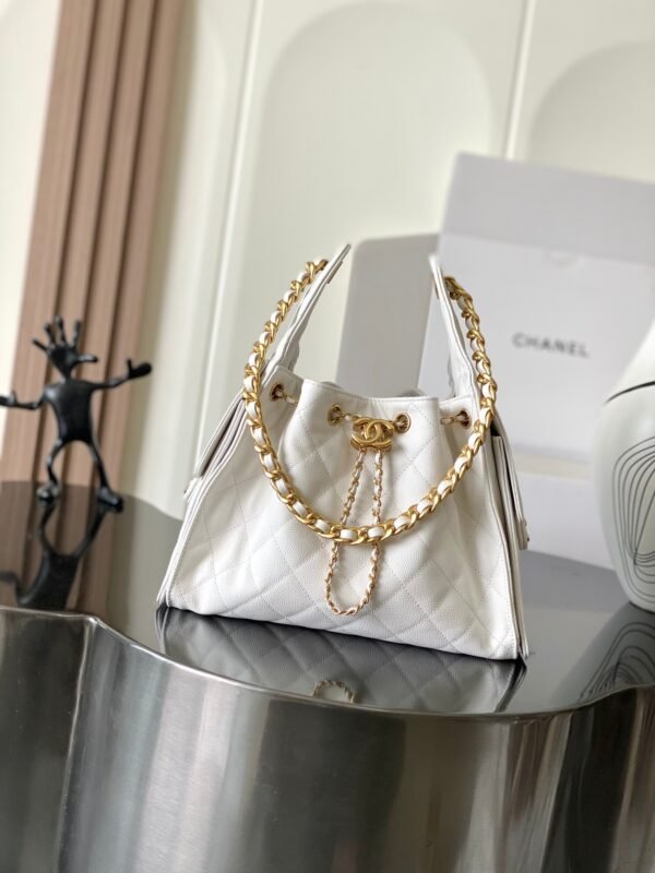 CHANEL 25 Calfskin Hobo Bag Small Handbag white