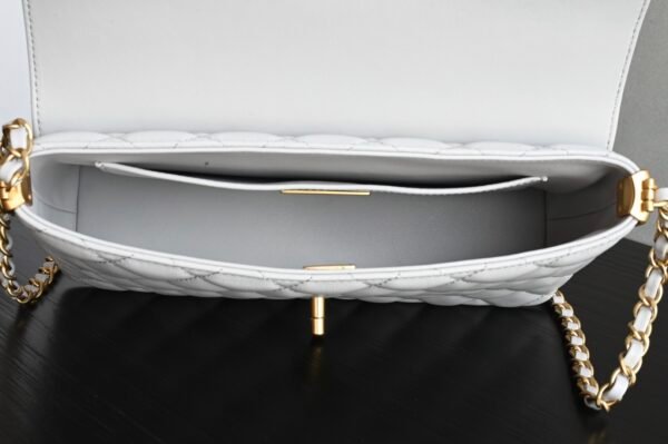 CHANEL AS5356 (2) CHANEL flap bag with top handle Lambskin White