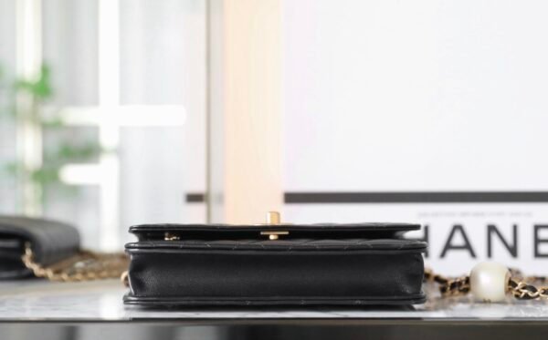 Chanel Woc Lambskin Double Pearl Adjustable Buckle Crossbody Bag